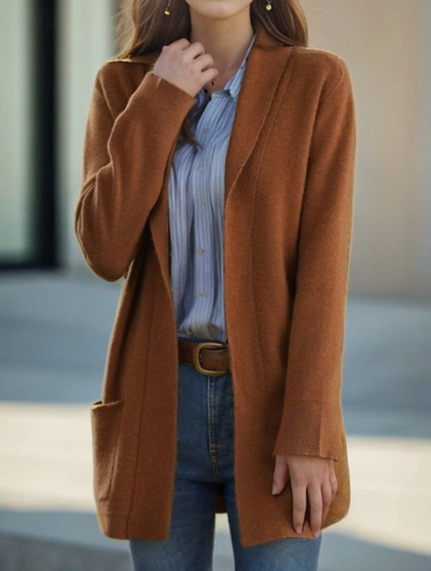 Damen Offener Longcardigan aus Soft‑Strick mit aufgesetzten Taschen Drune