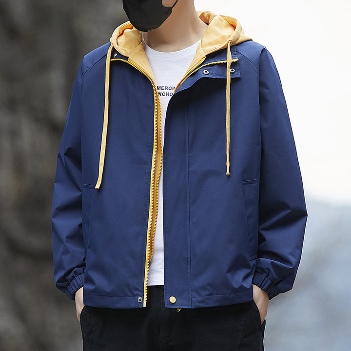 Herren Leichte Regenjacke mit verstellbarem Kapuzenkragen Drune