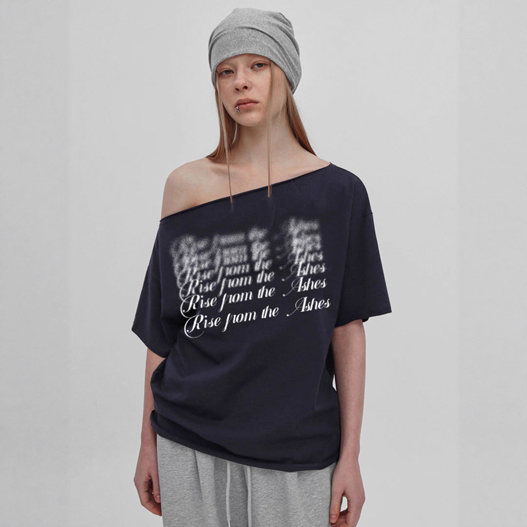 Damen Oversized T-Shirt mit Kristallverzierung und V-Ausschnitt Drune