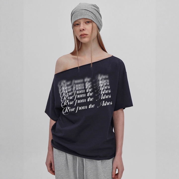 Damen Oversized T-Shirt mit Kristallverzierung und V-Ausschnitt Drune