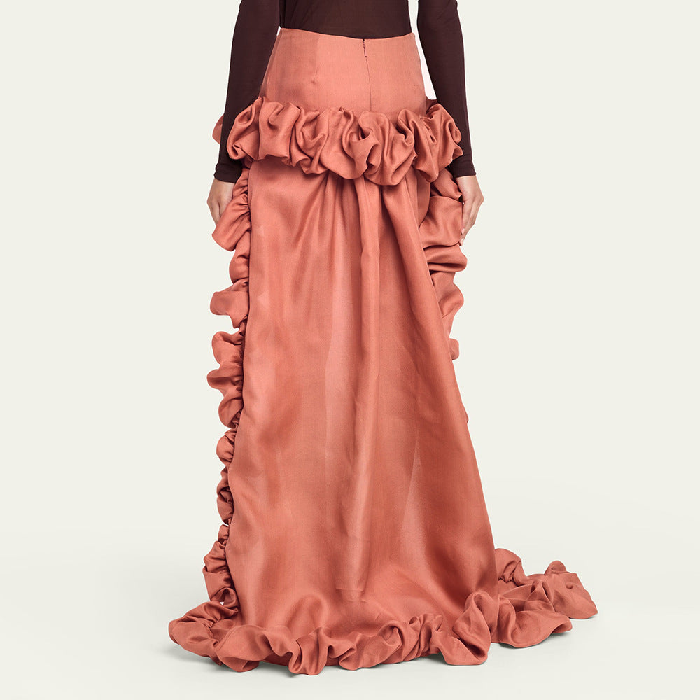 Damen High-Low Rock mit voluminösen Rüschendetails Drune