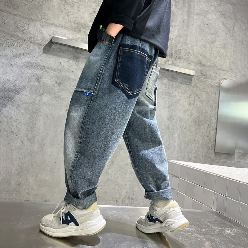 Unisex lässige baggy Jeans mit kreativen Designelementen Drune