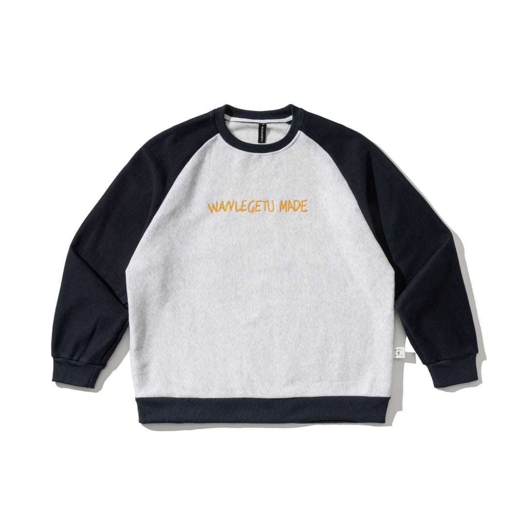 Herren Raglan-Sweatshirt mit gesticktem Logo und Kontrastärmeln aus leichtem Frottee Drune