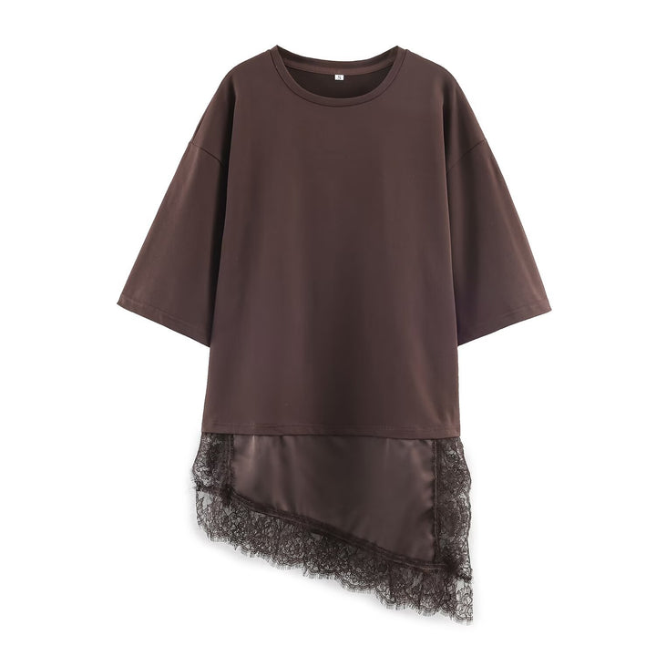 Damen 20+ Oversized Boxy Longshirt mit asymmetrischem Spitzen‑Saum Drune