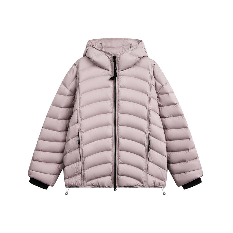 Damen Leichte Steppdaunenjacke mit Kapuze und verstellbarem Saum Drune