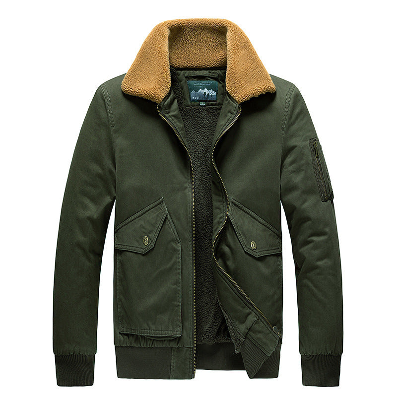Herren Pilotenblouson mit Sherpa-Futter und Umlegekragen Drune