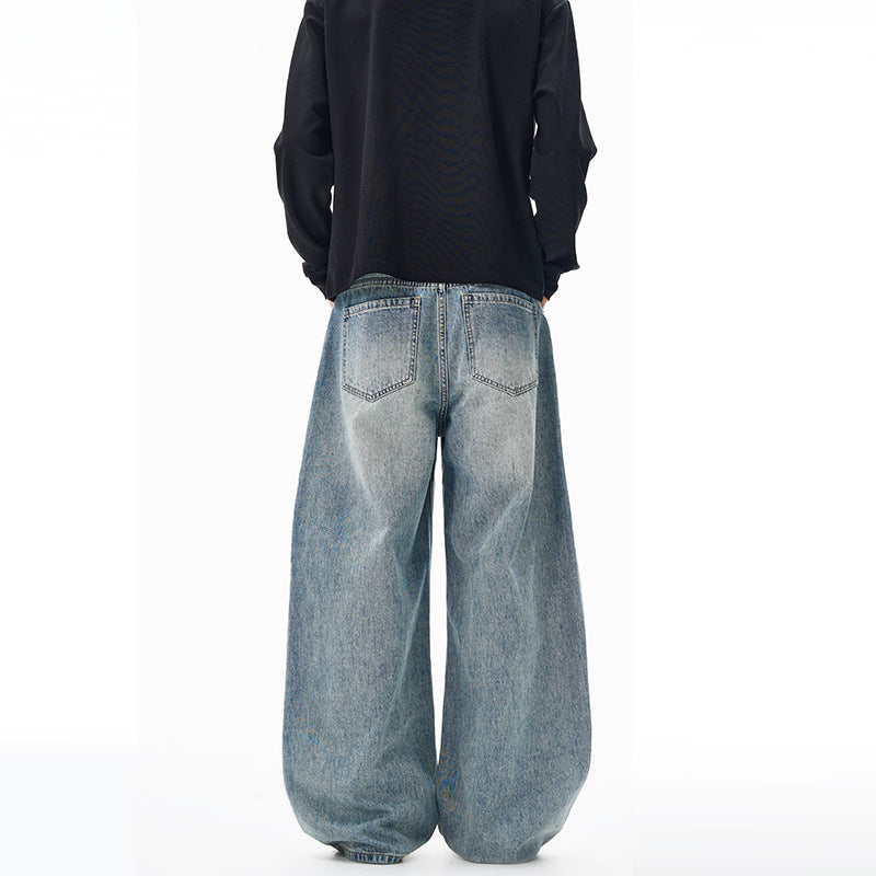 Herren Extrem weite Vintage-Denim Baggy-Jeans mit tiefem Schritt Drune