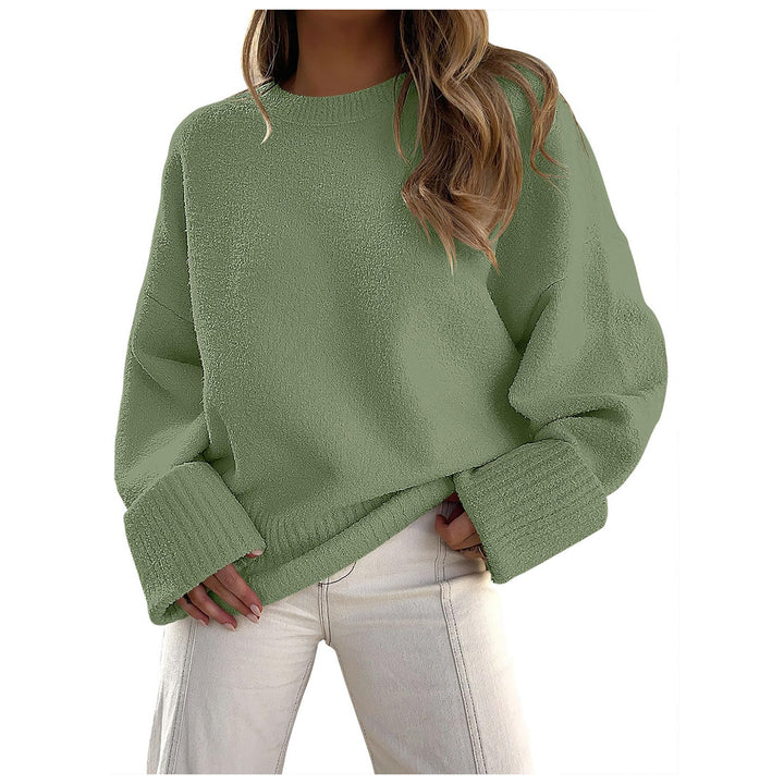 Damen Oversize Bouclé-Strickpullover mit überschnittener Schulter und breiten Bündchen Drune
