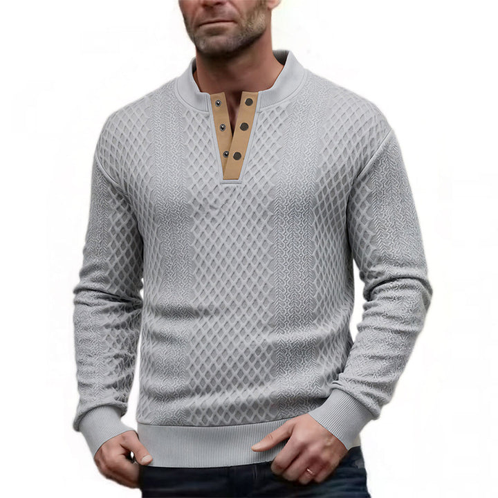 Herren Elegantes Strukturpullover mit Knopfleiste Drune