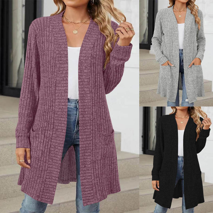 Damen Strickjacke mit offenem Design und praktischen Taschen Drune