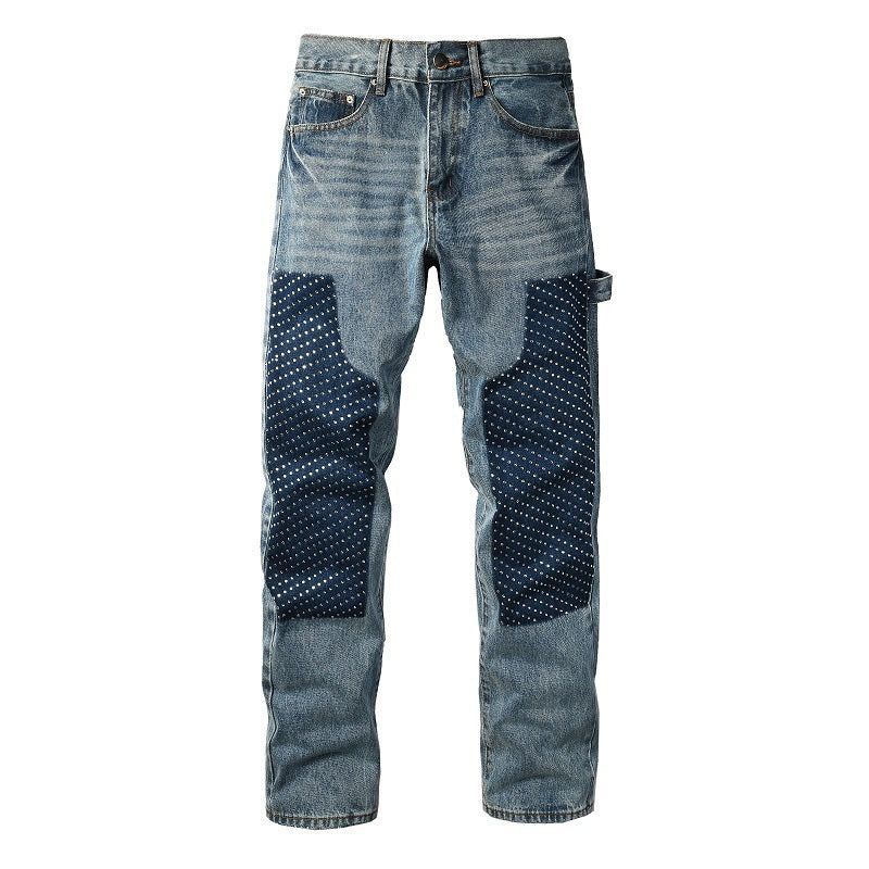 Herren Modische Denim-Hosen mit Kontrast-Patches Drune