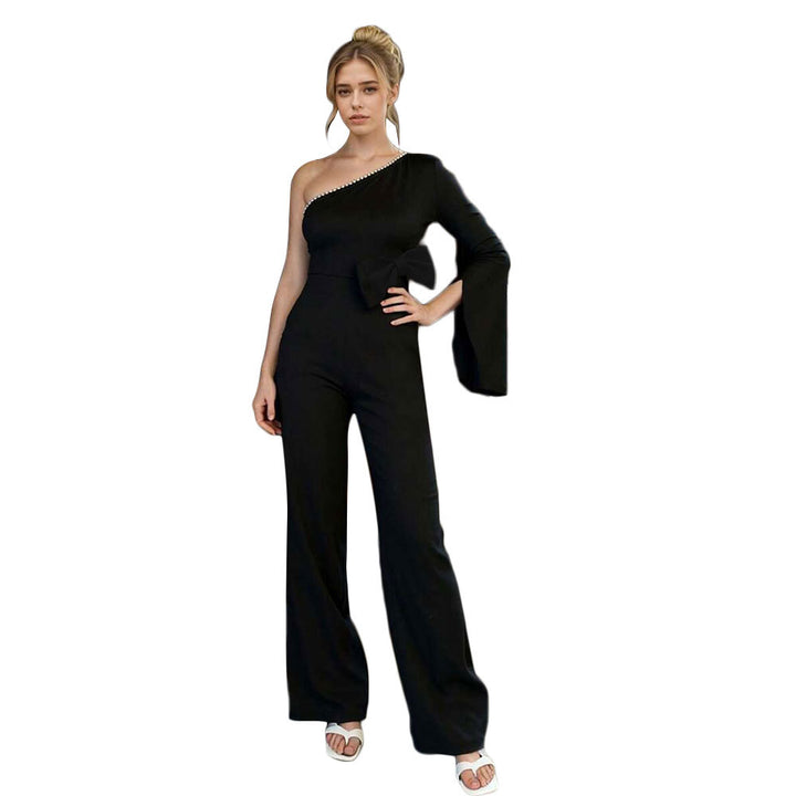 Damen Jumpsuit mit asymmetrischem Design und eleganter Schleifenapplikation Drune