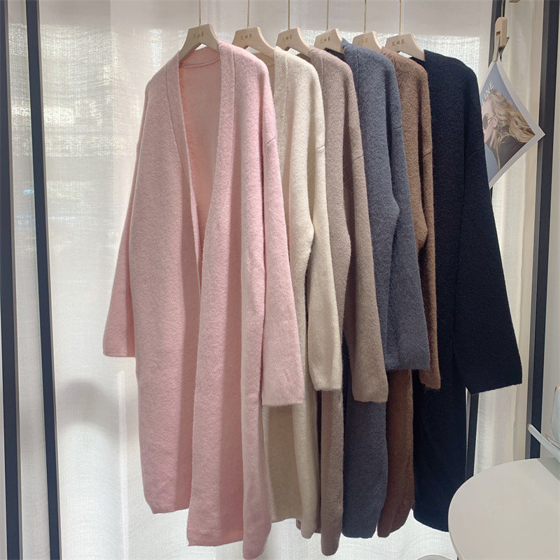 Damen Langstrickmantel mit übergroßem Schnitt und weichem Fleece Drune