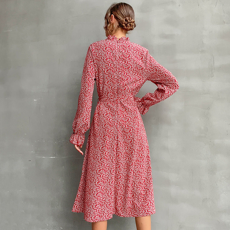 Damen Blumenmaxikleid mit Taillenknoten Drune