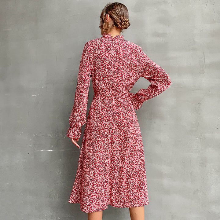 Damen Blumenmaxikleid mit Taillenknoten Drune