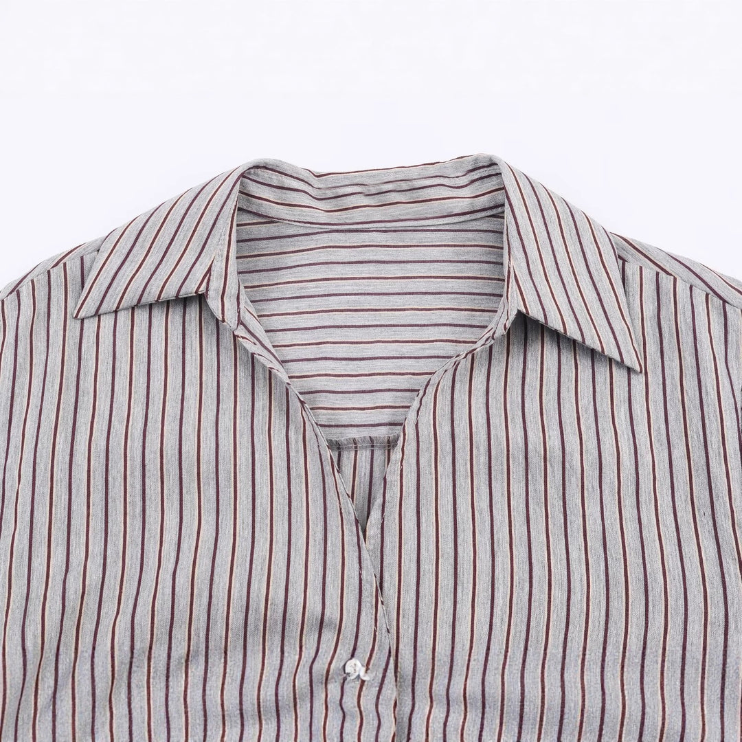 Damen 10+ asymmetrische Wickelbluse mit Tunnelzug, Hemdkragen und langen Ärmeln Drune