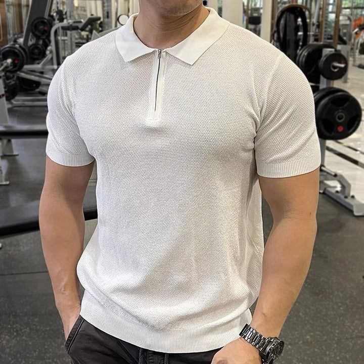 Herren Strukturierte Kurzarm Poloshirt Drune