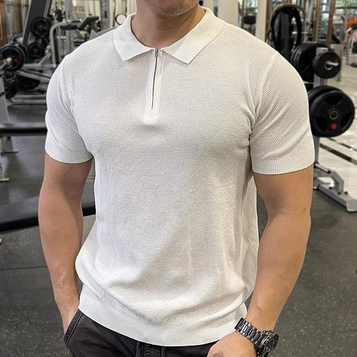 Herren Strukturierte Kurzarm Poloshirt Drune