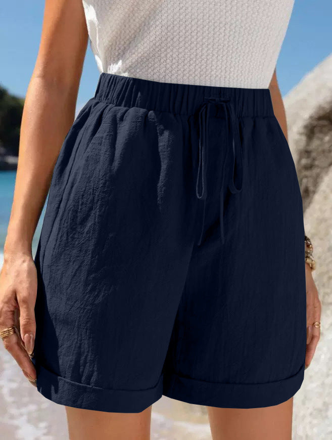 Damen Luftige Sommershorts mit elastischem Bund und Kordelzug Drune