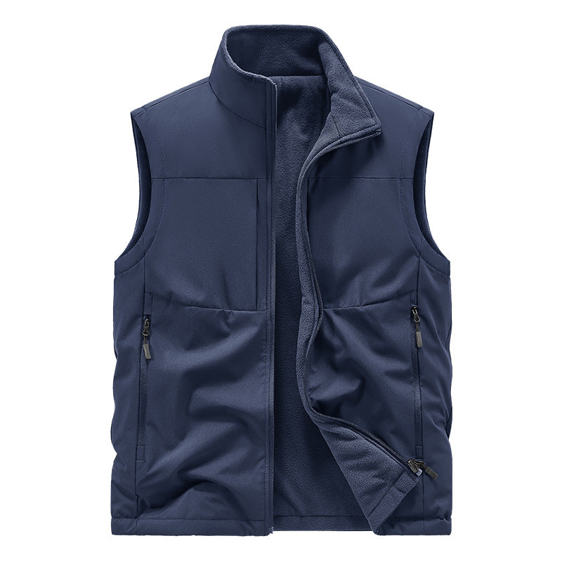 Herren Leichte technische Outdoor‑Weste mit Stehkragen, Netzfutter und Reißverschlusstaschen Drune