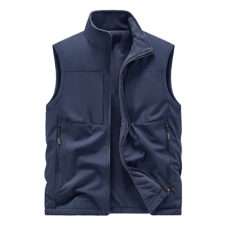 Herren Leichte technische Outdoor‑Weste mit Stehkragen, Netzfutter und Reißverschlusstaschen Drune