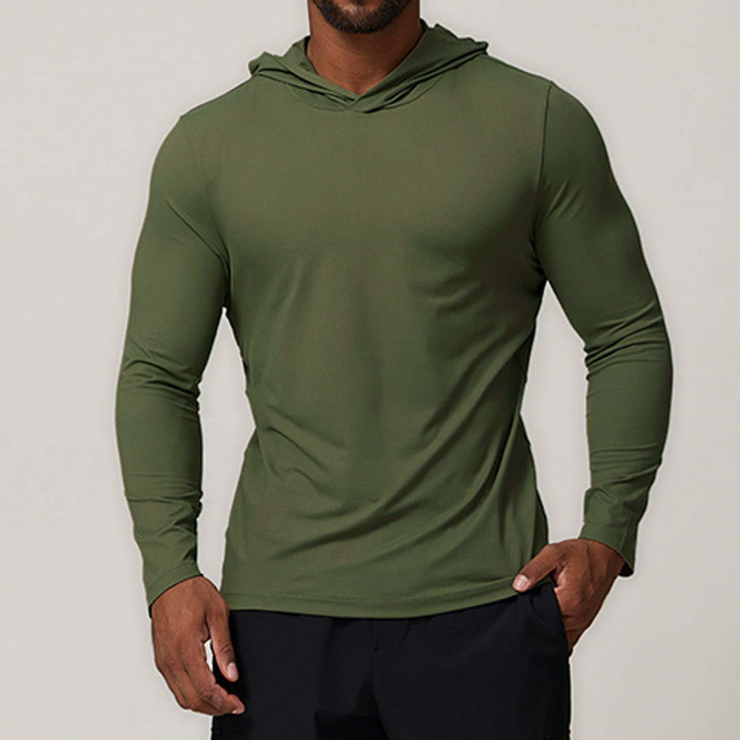 Herren Sportliches Langarm-Hoodie T-Shirt mit feuchtigkeitsableitender Technologie Drune