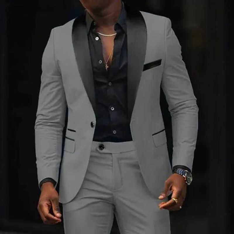 Herren Eleganter Slim-Fit Smokinganzug mit Schalkragen und taillierter Silhouette Drune