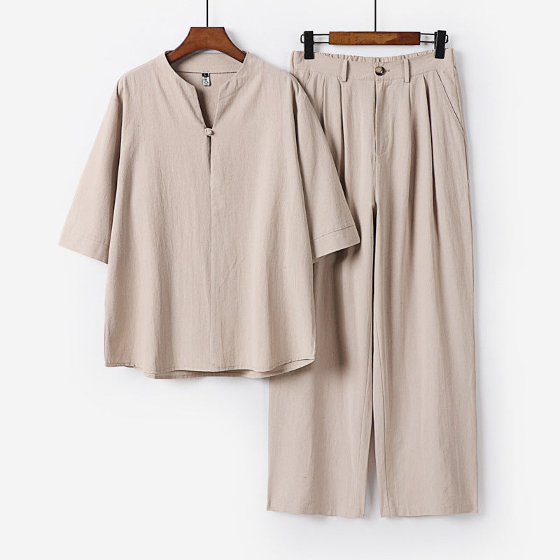 Herren Zweiteiliges Leichtes Freizeitset mit Stehkragen und elastischer Bundhose Drune