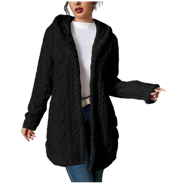 Damen Kuschelige Cardiganjacke mit Kapuze aus weichem Fleece Drune