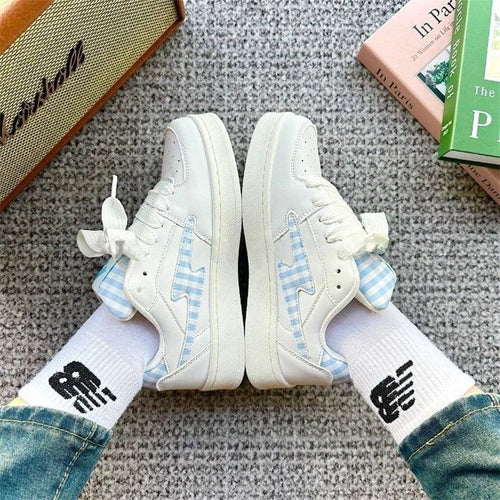 Damen Sneakers im modernen Karo-Design mit atmungsaktiven Materialien Drune