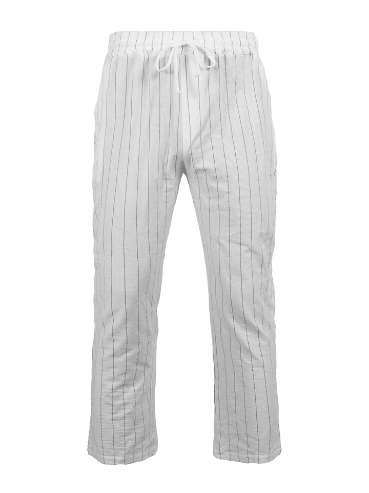 Herren Entspannte Pinstripe-Freizeithose mit elastischem Bund und Kordel Drune