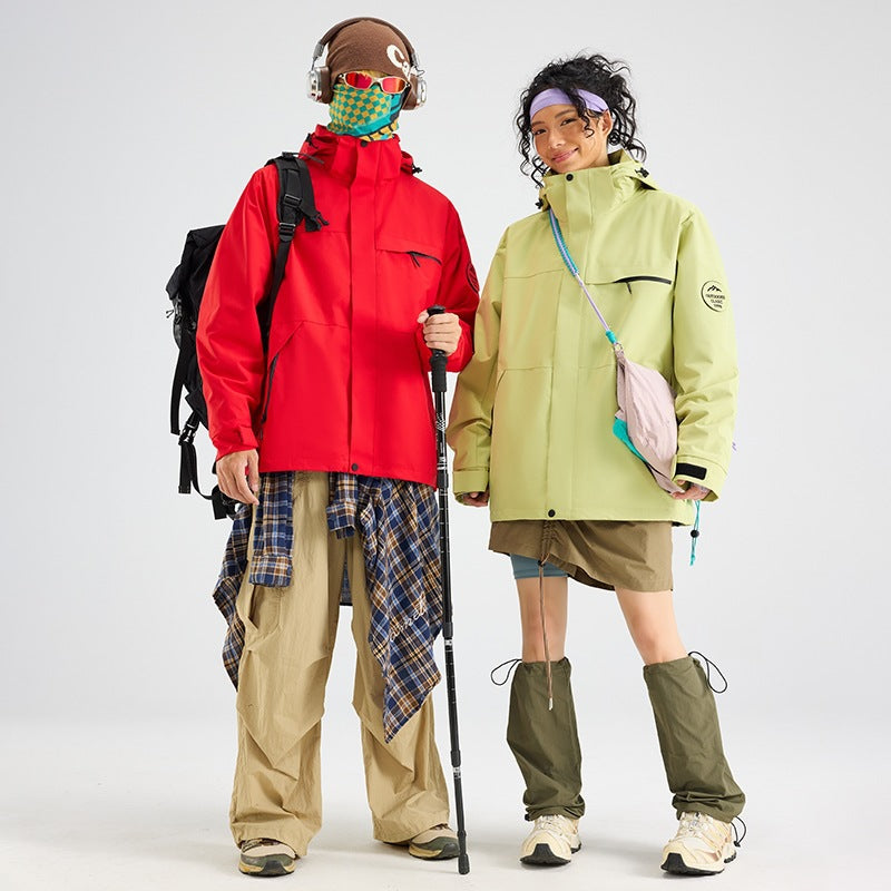 Herren Wasserdichte Outdoor-Softshelljacke mit Kapuze, hohem Stehkragen & Reißverschlusstaschen Drune