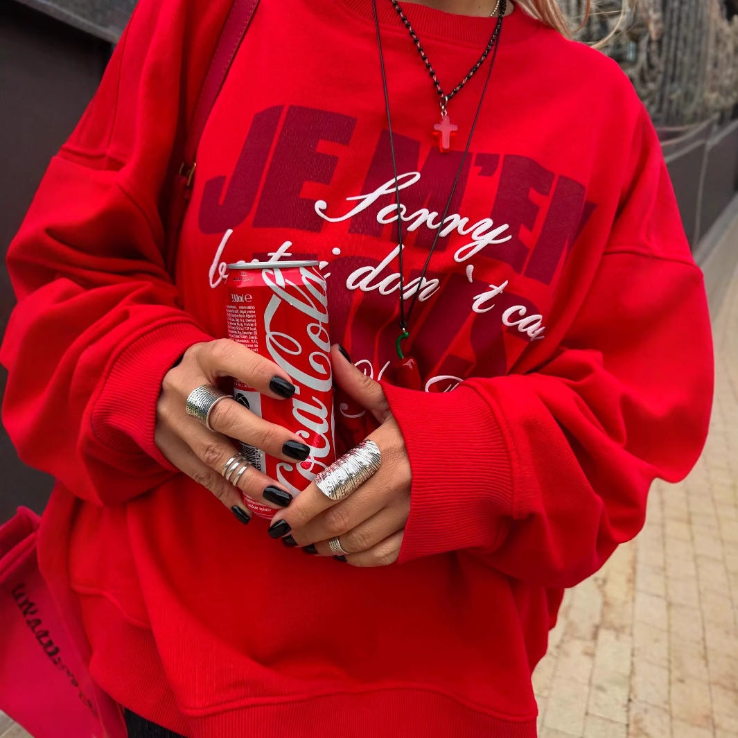 Damen Sportliches Sweatshirt mit auffälligem Schriftzug und lässigem Schnitt Drune