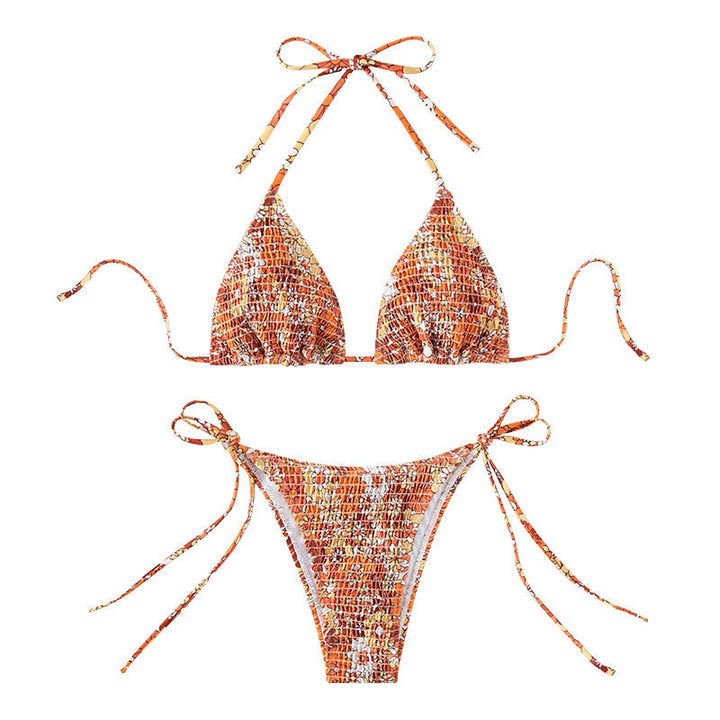 Damen Triangel-Bikini mit floralen Rüschendetails und verstellbaren Trägern Drune