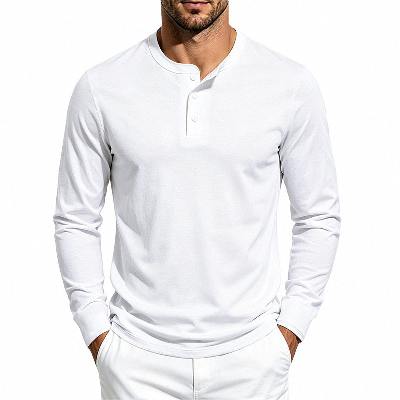 Herren Langarm-Henleyshirt aus feiner Waffelstruktur mit 3-Knopf-Leiste Drune