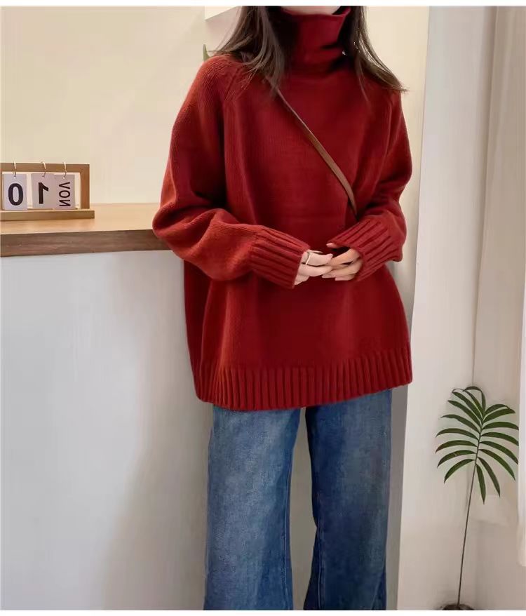 Damen lässiger Rollkragenpullover aus hochwertiger Wolle Drune