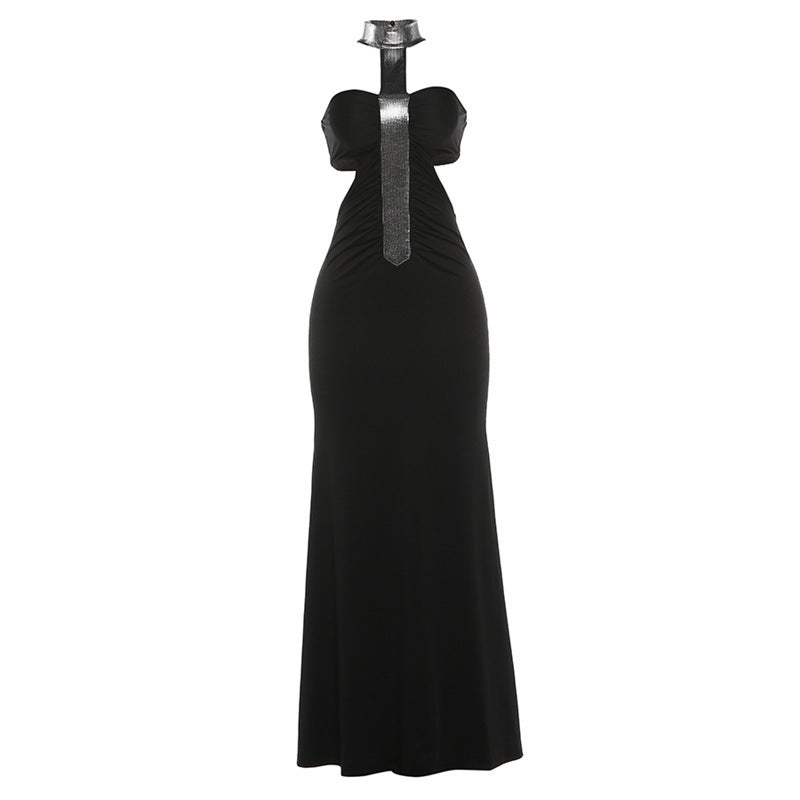 Damen Elegantes Abendkleid mit schmalem Schnitt und glänzenden Akzenten Drune