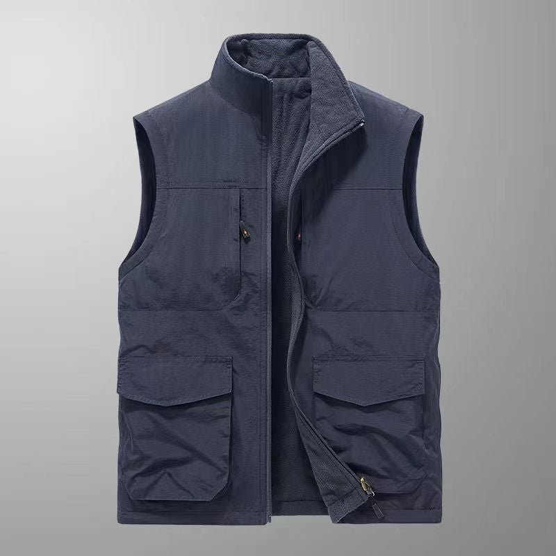 Herren Multifunktionale Field‑Utility‑Weste mit Mehrfachtaschen und Stehkragen Drune