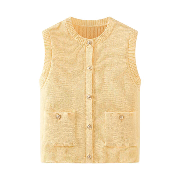 Damen Strickjacke ohne Ärmel mit Knopfdetails und praktischen Taschen Drune