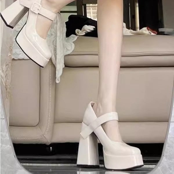 Damen Plateau‑Mary‑Jane Pumps mit Schnallenriemen und sculpted Blockabsatz Drune