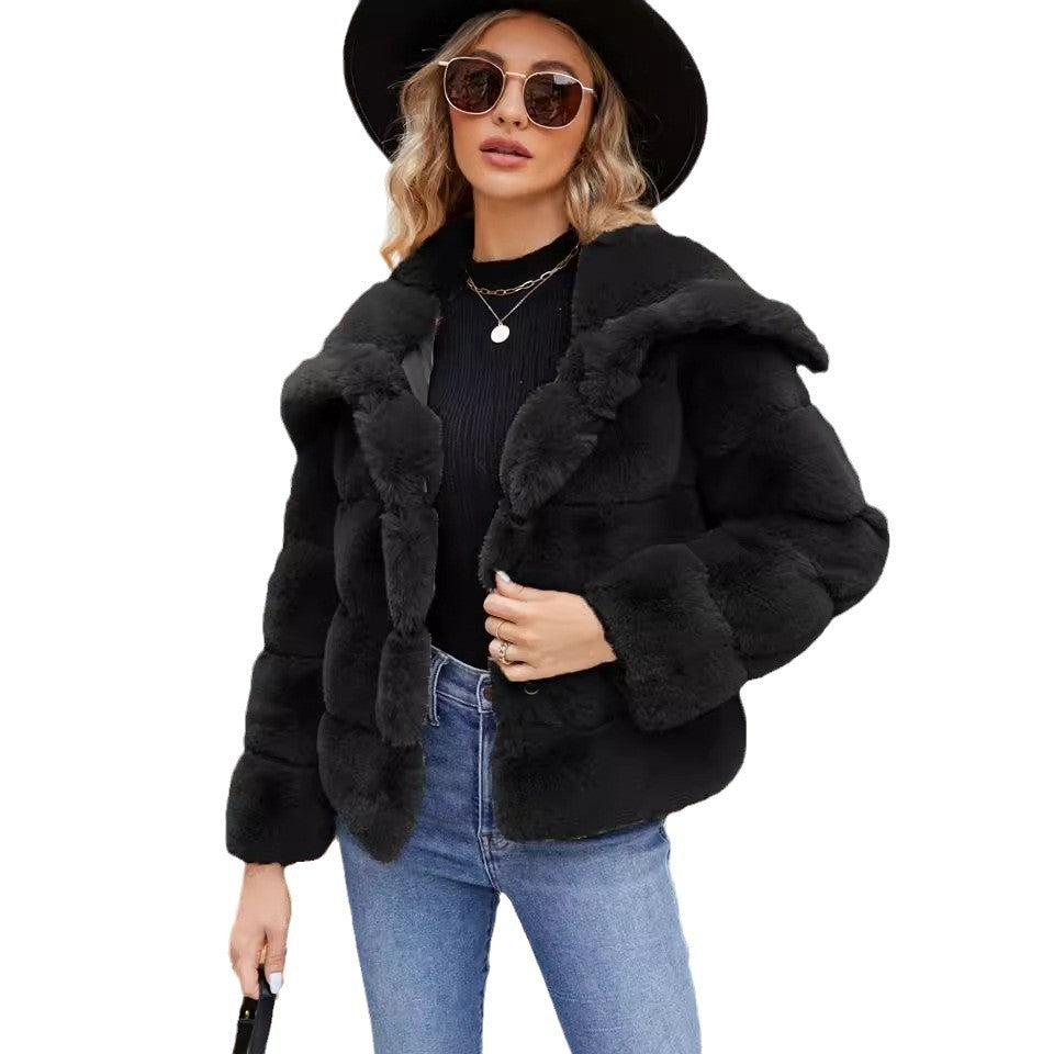 Damen Fleece-Puffjacke mit Kapuze Drune