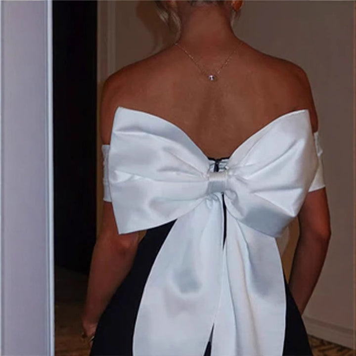 Damen Off-Shoulder Cocktailkleid mit voluminösem Rock Drune