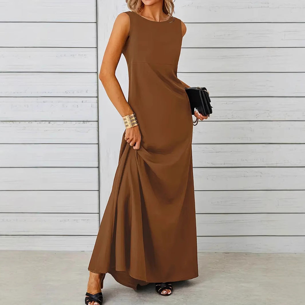 Damen elegantes Maxikleid mit schwingendem Saum und klassischem Schnitt Drune