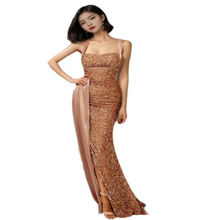 Damen Glamouröses Abendkleid mit schimmernden Pailletten und elegantem Schlitz Drune