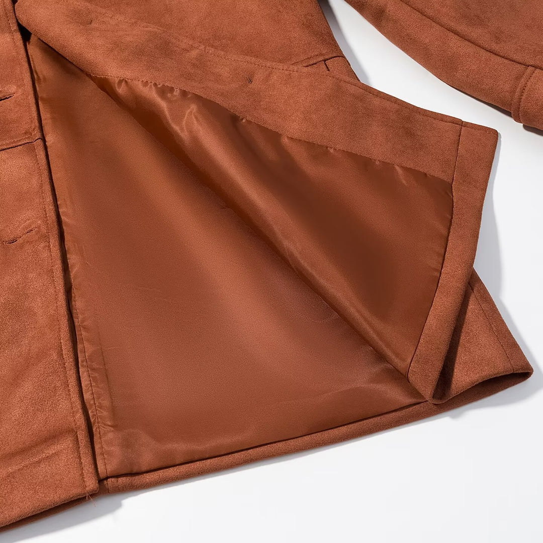 Damen Midilanger Veloursoptik-Mantel Drune