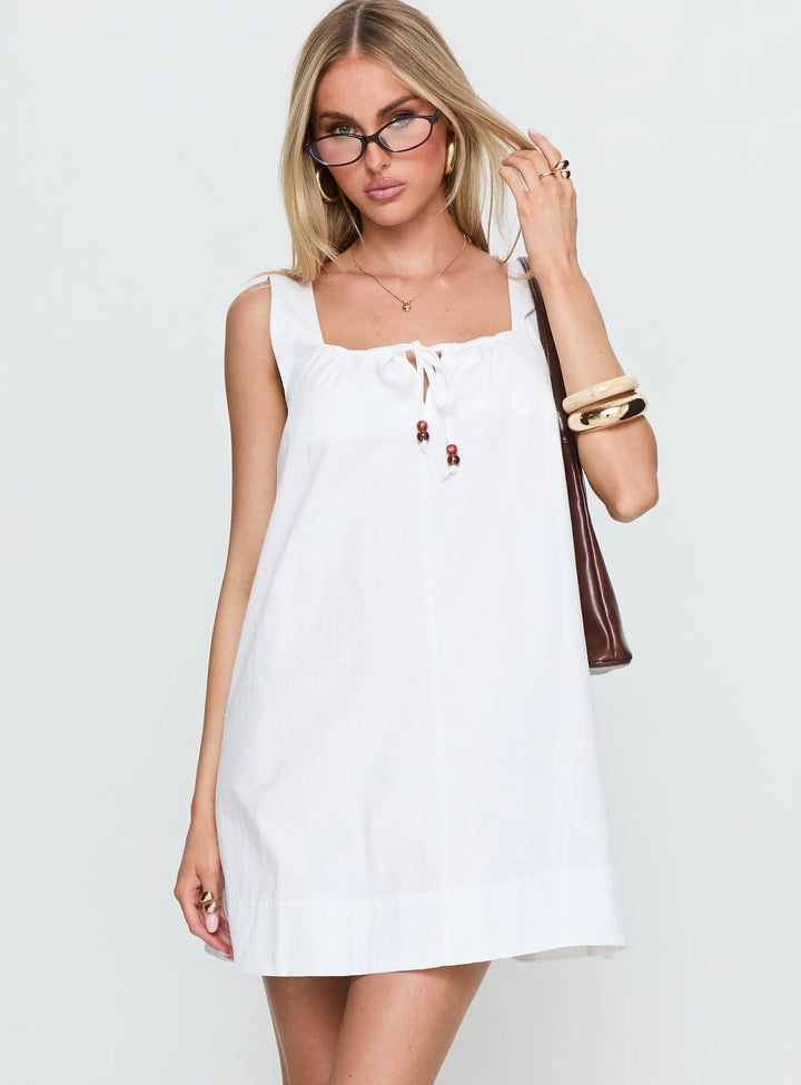 Damen lässiges Sommerkleid mit verstellbarem Schnürdesign und luftiger Silhouette Drune