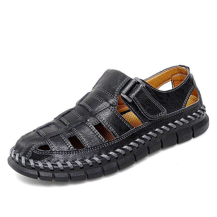 Herren Atmungsaktive Ledersandalen mit komfortablem Klettverschluss Drune