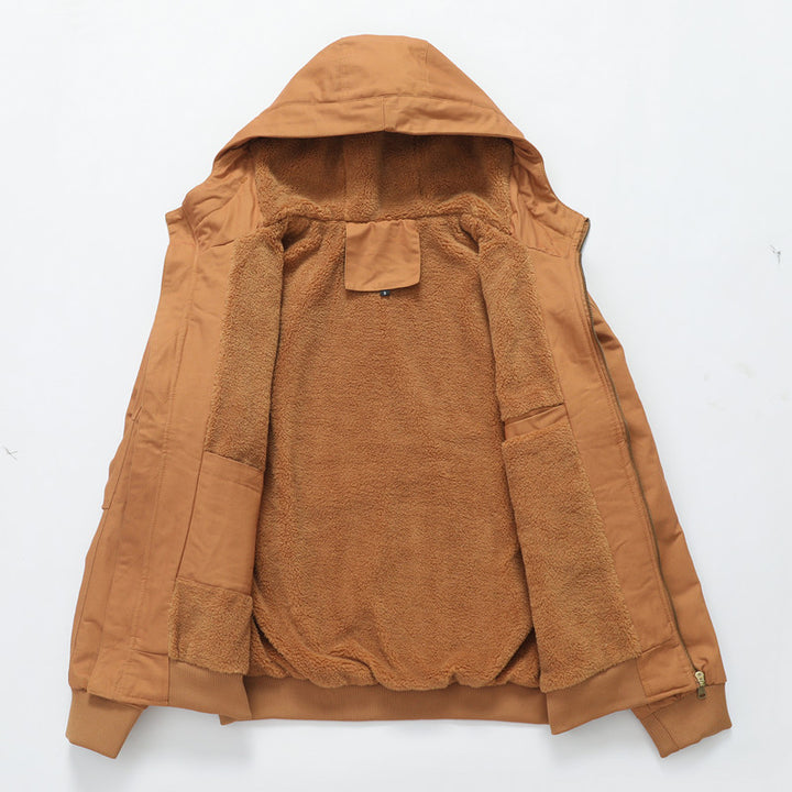 Herren Kapuzenjacke mit Sherpa-Futter und Canvas-Außenmaterial Drune