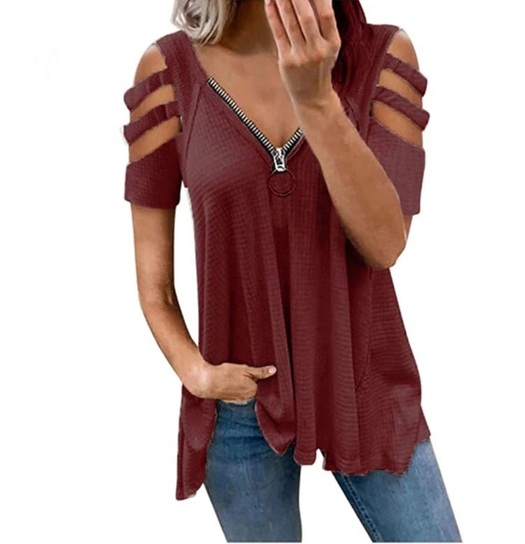 Damen Strickpullover mit modischen Cut-Out-Ärmeln Drune