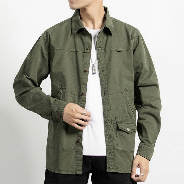 Herren Utility-Hemdjacke aus robustem Baumwoll-Twill mit Mehrfachtaschen Drune